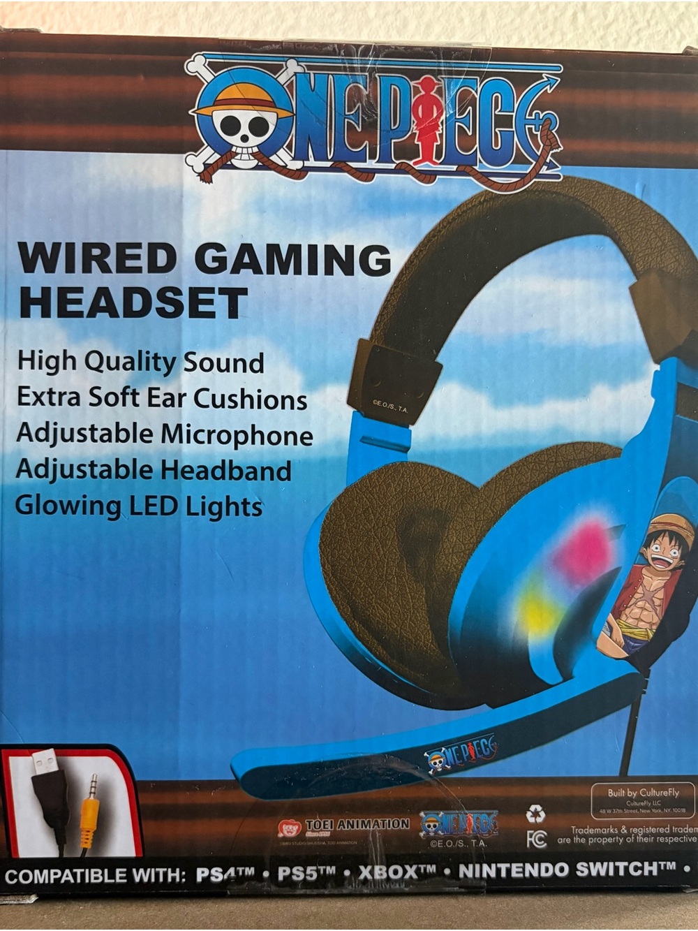 Onepiece Blue Wired Gaming Headset with LED Lights